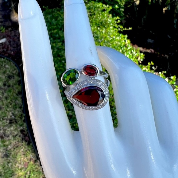 Multigemstone Niassa Ruby Sterling Silver Split Band Ring - Picture 10 of 16